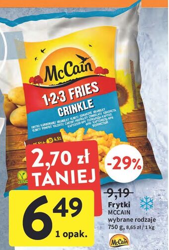 Intermarche Frytki crinkle Mccain 1-2-3 oferta