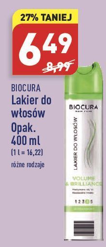 ALDI Lakier do włosów volume & brilliance ultra strong 4 Biocura oferta