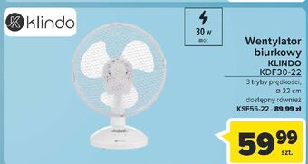 Carrefour Wentylator stołowy kdf30-22 Klindo oferta
