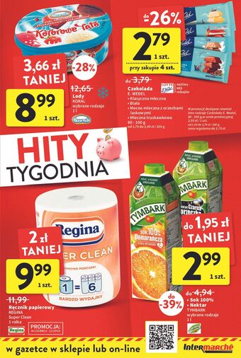 Intermarche Lody śmietankowo-truskawkowo-czekoladowe Koral Kolorowe Lato oferta