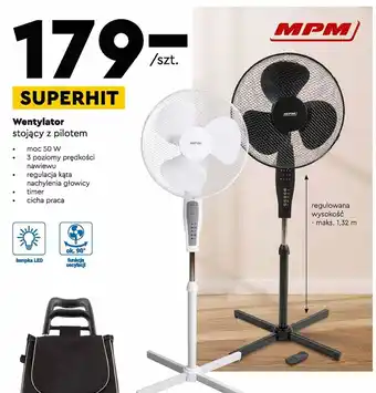 Biedronka Wentylator z pilotem 50w czarny Mpm Product oferta