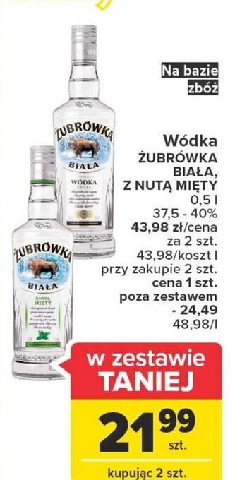Carrefour Market Wódka Żubrówka Biała oferta