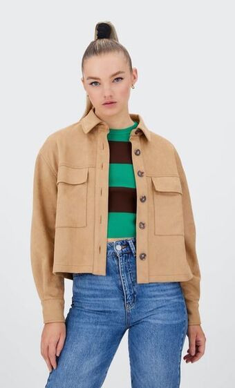 Stradivarius Koszula wierzchnia ze sztucznego zamszu oferta