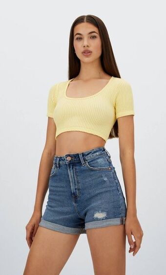 Stradivarius Spodenki mom slim fit oferta