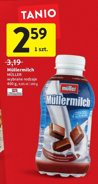 Intermarche Müller Müllermilch Napój mleczny o smaku czekoladowym 400 g oferta