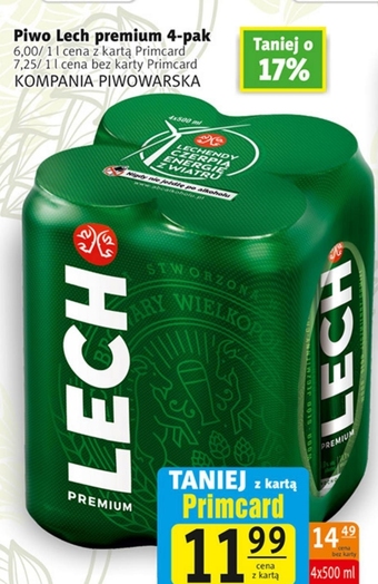 Prim Market Lech Premium Piwo jasne 4 x 500 ml oferta