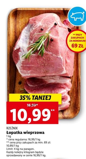 Lidl Łopatka wieprzowa bez kości Rzeźnik Codzienna Dostawa oferta
