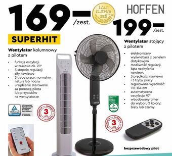 Biedronka Wentylator kolumnowy z pilotem 40w Hoffen oferta