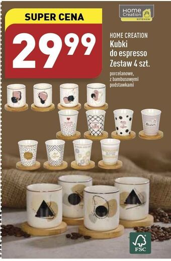 ALDI Kubki do espresso z bambusowymi podstawkami Home Creation oferta