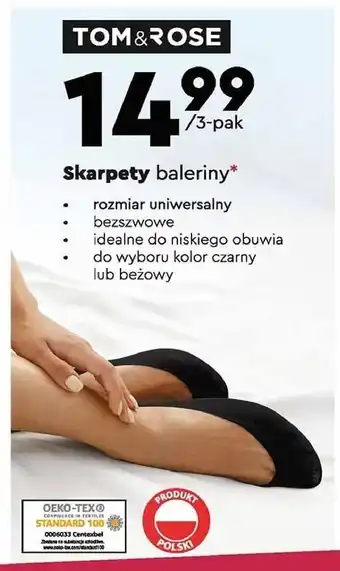 Biedronka Skarpety baleriny czarne Tom & Rose oferta