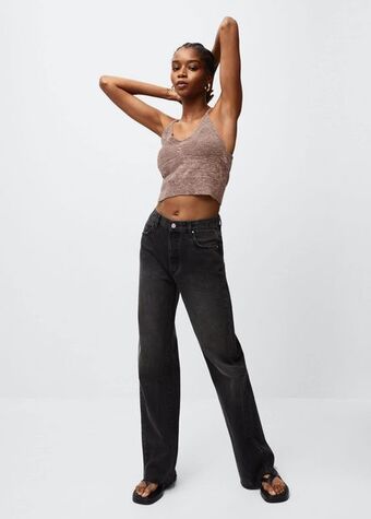 MANGO Dżinsy wideleg z wysokim stanem oferta