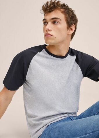 MANGO Bawełniany wzorzysty t-shirt oferta
