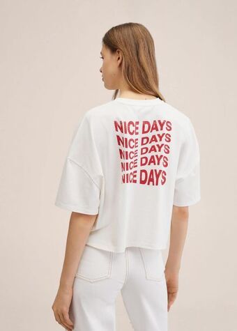 MANGO Bawełniany wzorzysty t-shirt oferta
