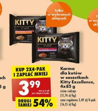Biedronka Karma dla kota 2x wołowina w sosie kurczak Kitty Excellence oferta