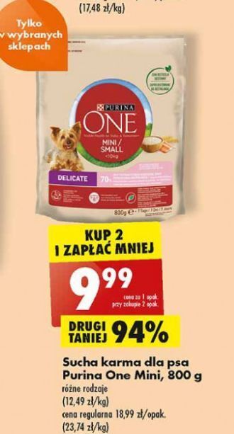 Biedronka Karma dla psa delicate mini łosoś i ryż Purina One oferta