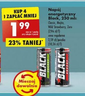 Biedronka Napój energetyczny wild strawberry Black Energy oferta