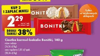 Biedronka Ciastka karmelowe z orzeszkami ziemnymi w białej czekoladzie Bonitki oferta