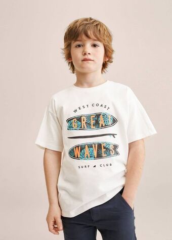 MANGO Bawełniany wzorzysty t-shirt oferta