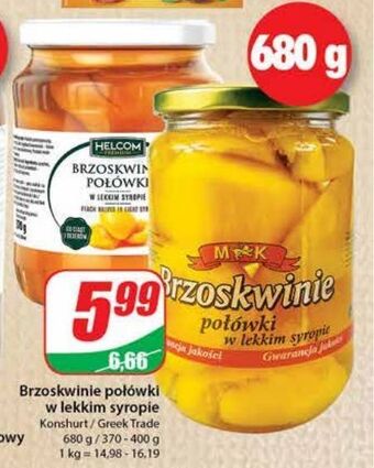 Dino Brzoskwinie połowki w lekkim syropie Helcom oferta