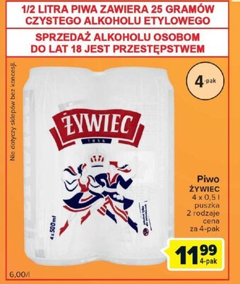 Carrefour Piwo Żywiec 4 x 0,5 l oferta
