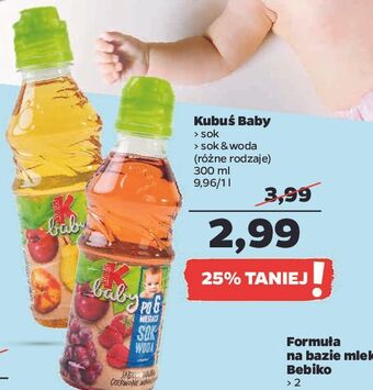Netto Sok+woda jasne owoce Kubuś Baby oferta
