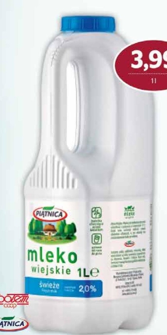 Społem Piątnica Mleko wiejskie świeże 2,0% 1 l oferta