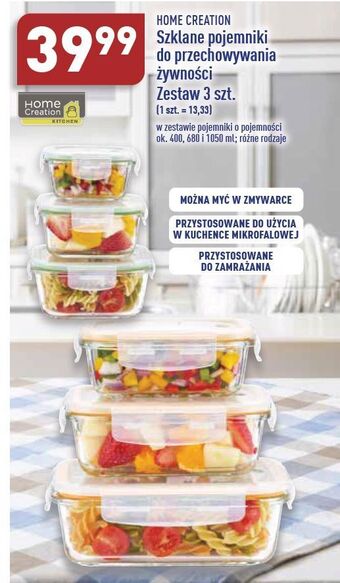 ALDI Pojemniki na żywność 400 ml + 680 1.05 l Home Creation oferta