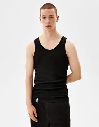 Bershka Koszulka na ramiączkach z prążkowanego materiału oferta