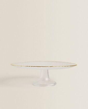 ZARA HOME Patera na ciasto z wypukłą, złotą obwódką oferta