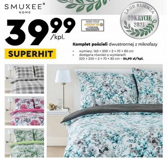 Biedronka Komplet pościeli dwustronnej z mikrofibry 220 x 200 cm + 2 70 80 Smukee Home oferta