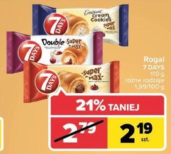 Carrefour Croissant z kremem o smaku waniliowym mlekiem i kawałkami ciastek 7 Days Cream & Cookies oferta
