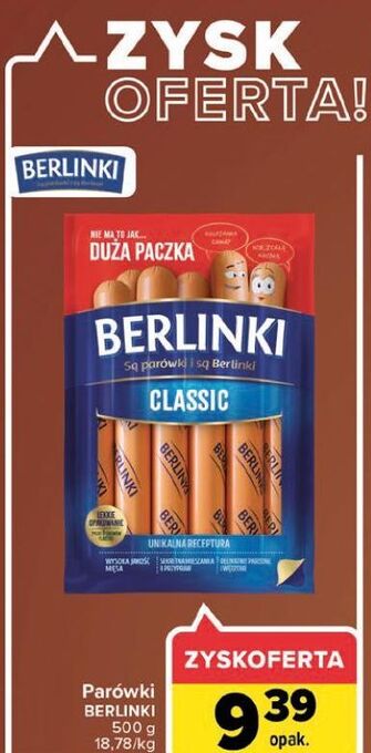 Carrefour Parówki classic Morliny Berlinki oferta