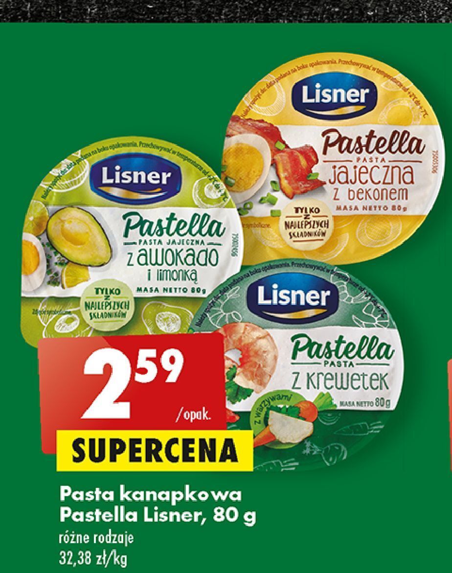 Promocja Pasta jajeczna z bekonem Lisner Pastella w Biedronka