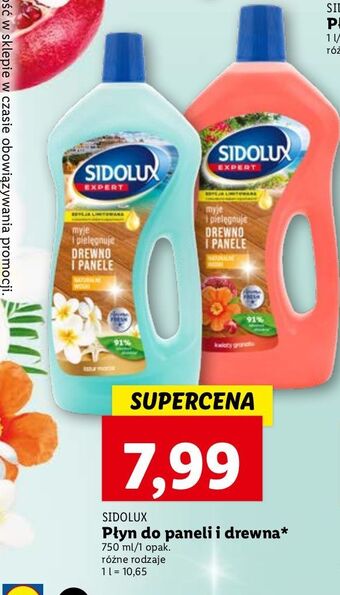 Lidl Płyn do mycia paneli i drewna kwiat granatu Sidolux oferta