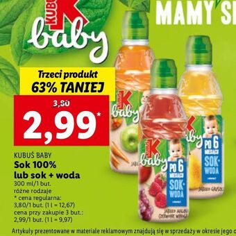 Lidl Sok + woda jabłko-banan-marchew Kubuś Baby oferta