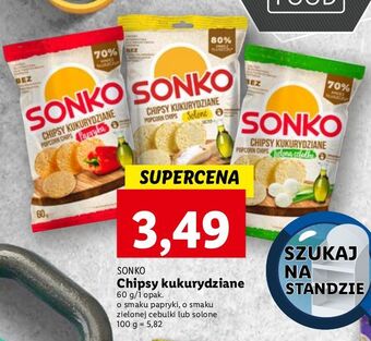 Lidl Chipsy kukurydziane zielona cebulka Sonko oferta