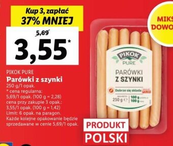 Lidl Parówki z szynki 250 g oferta