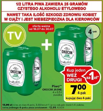 Carrefour Piwo Okocim Jasne 4 x 0,5 l oferta