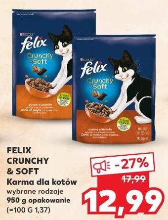 Kaufland Karma dla kota wołowina i kurczak z warzywami Purina Felix Crunchy Soft oferta