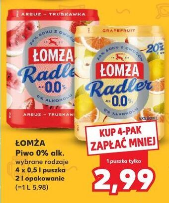 Kaufland Piwo Łomża Radler 0.0% Grejpfrut oferta
