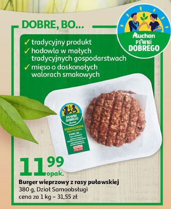 Auchan Burger wieprzowy Auchan Pewni Dobrego oferta
