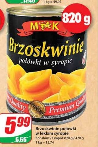 Dino Brzoskwinie połówki w lekkim syropie M&K oferta