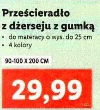 Lidl Prześcieradło z dżerseju z gumką 90-100x200cm oferta
