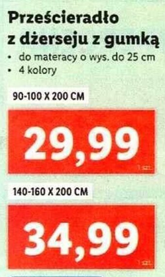 Lidl Prześcieradło z dżerseju z gumką 140-160x200cm oferta