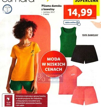 Lidl Piżama damska z bawełną oferta