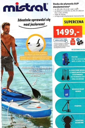 Lidl Deska do pływania SUP dwukomorowa oferta