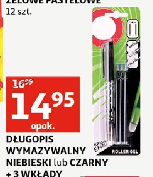 Auchan Długopis wymazywalny czarny + 3 wkłady Auchan oferta