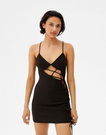 Bershka Wiązana sukienka ottoman mini oferta
