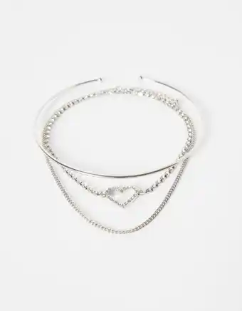 Bershka Komplet 3 naszyjników typu choker: sztywny, łańcuszek, z serduszkiem oferta