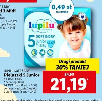 Lidl Pieluszki junior 5 Lupilu Soft & Dry oferta